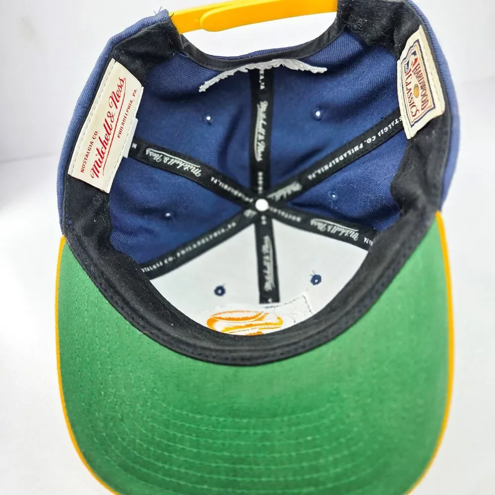 Mitchell & Ness Indiana Pacers Throwback Snapback Hat Navy Yellow Adjustable Cap